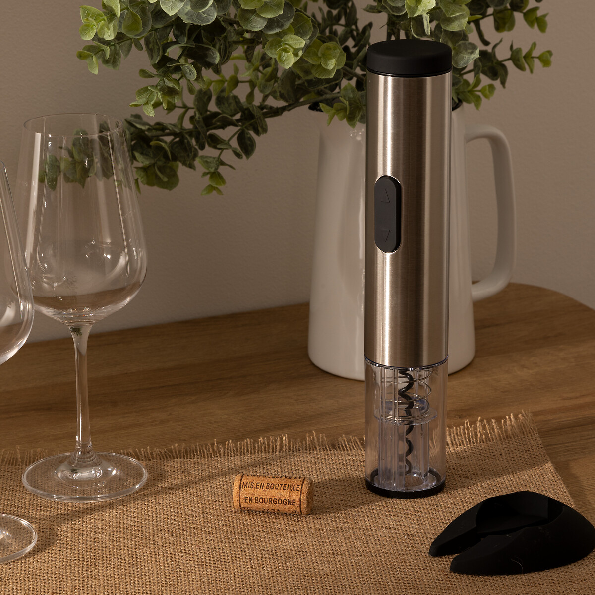 Saca rolhas com pilhas em inox