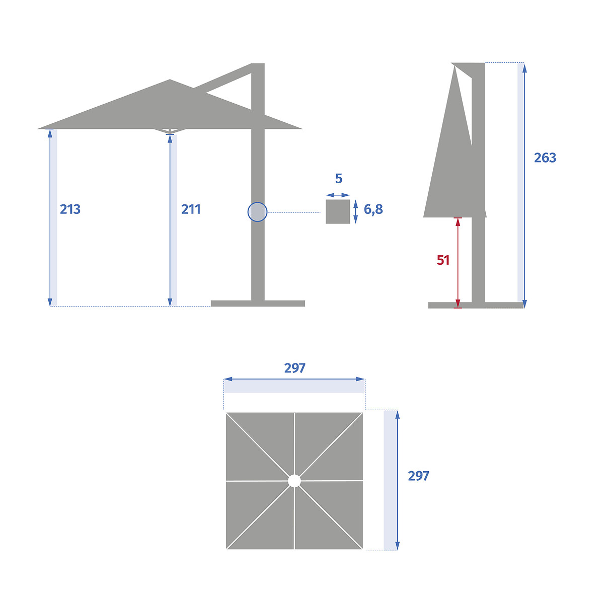 Guarda-Sol descentrado Cayo Bl&eacute;