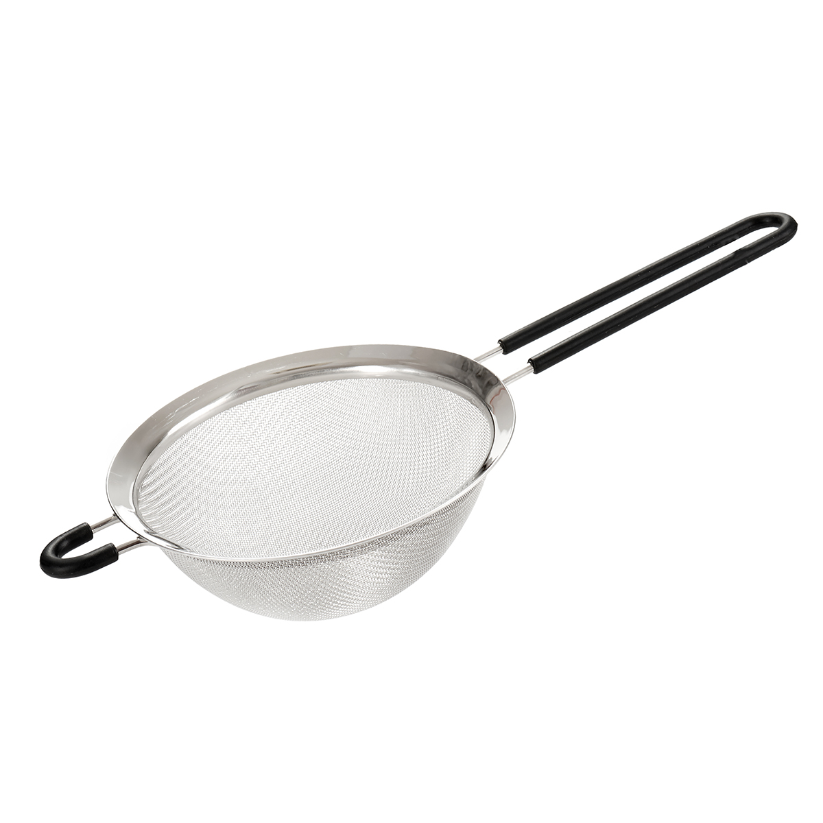 Coador preto em inox com cabo de silicone 16cm