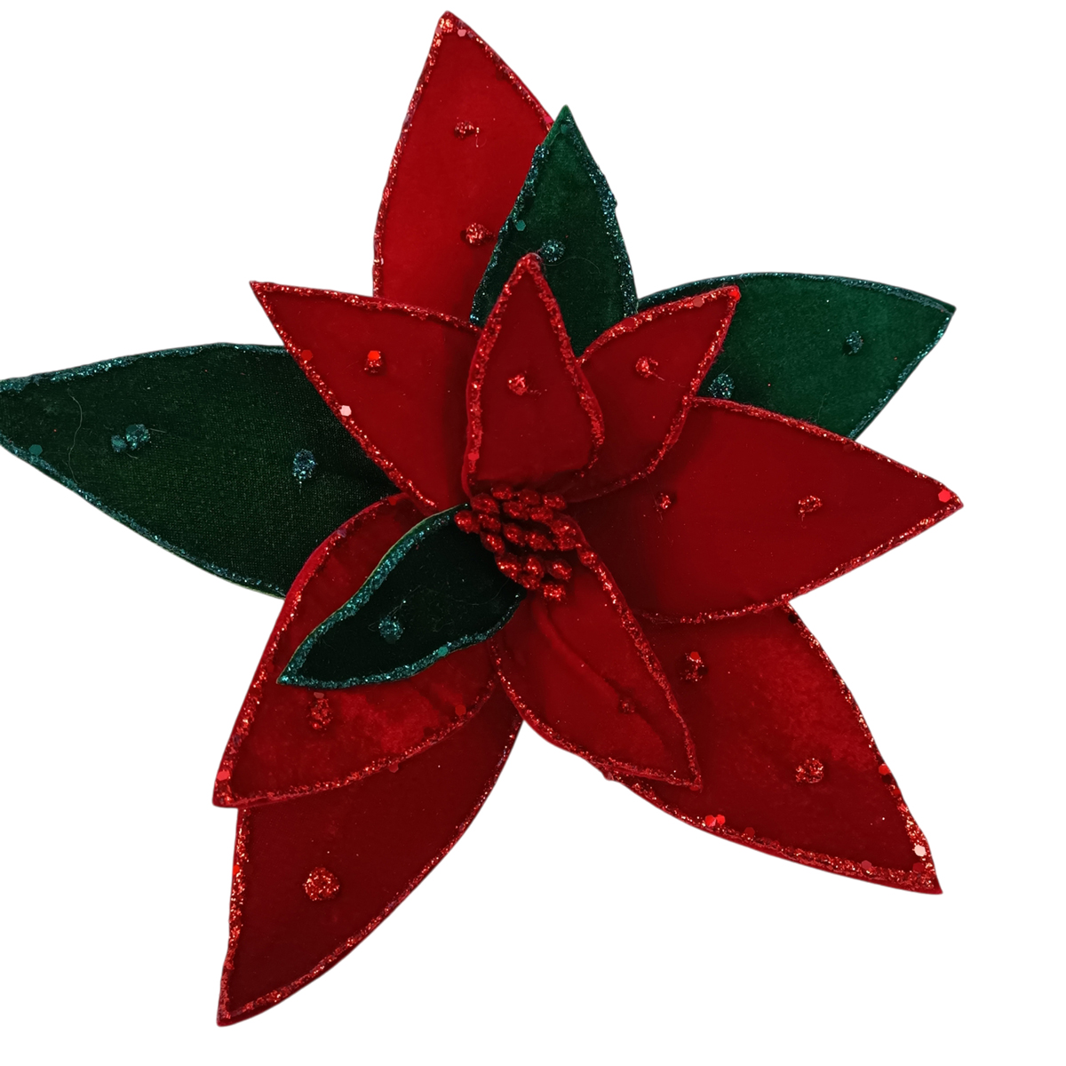 Haste poinsettoa em veludo 32cm
