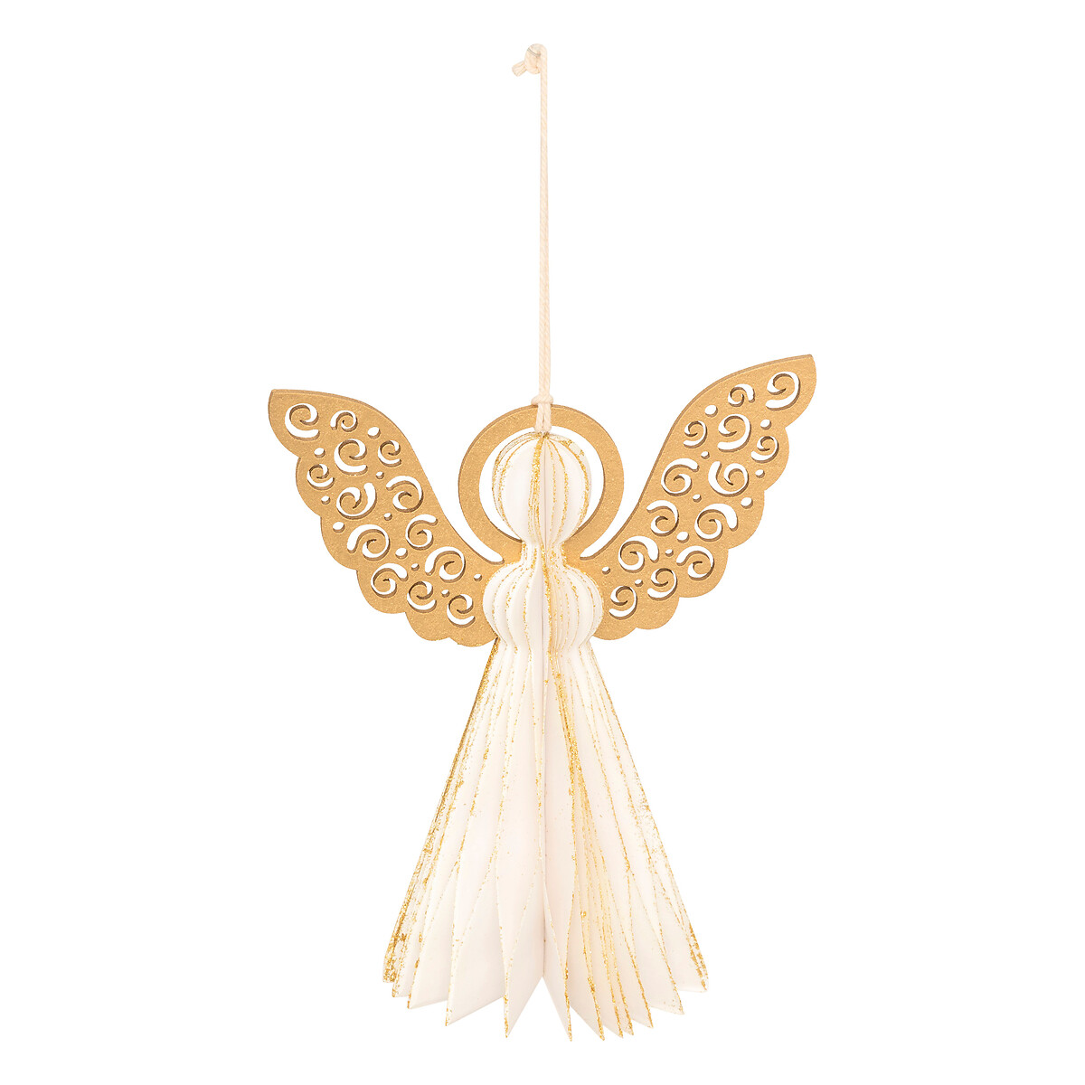 Pendurante anjo cru/dourado 15cm