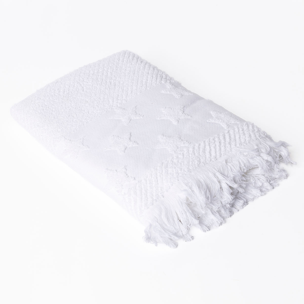 Toalha len&ccedil;ol de banho branca com estrelas 70x140cm