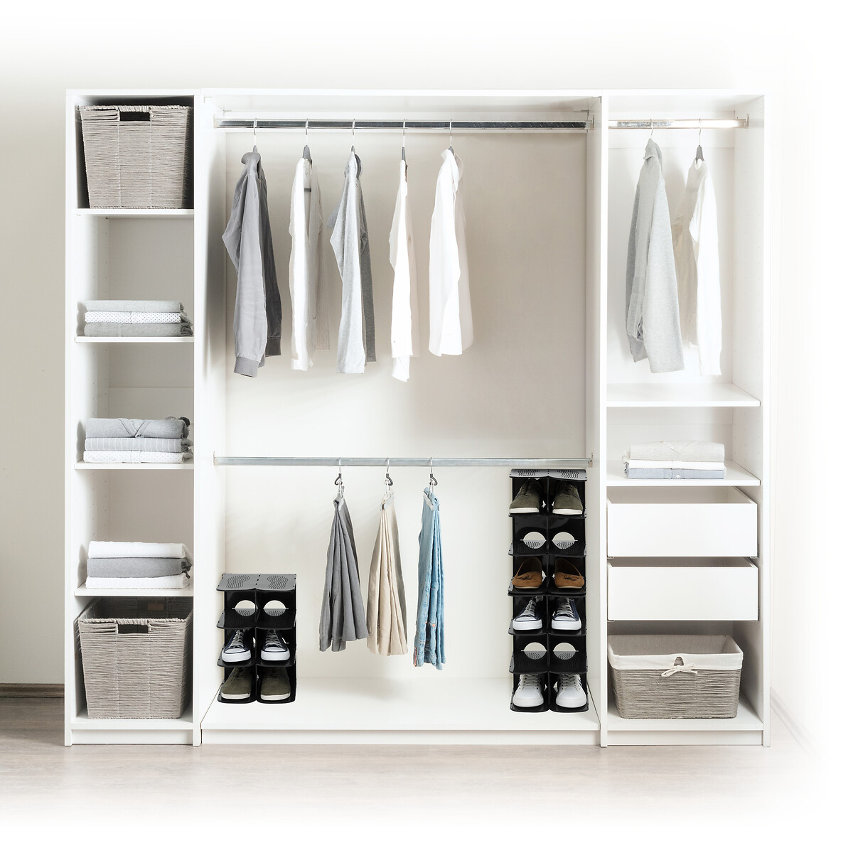 Suporte preto antiderrapante para 4 pares de sapato