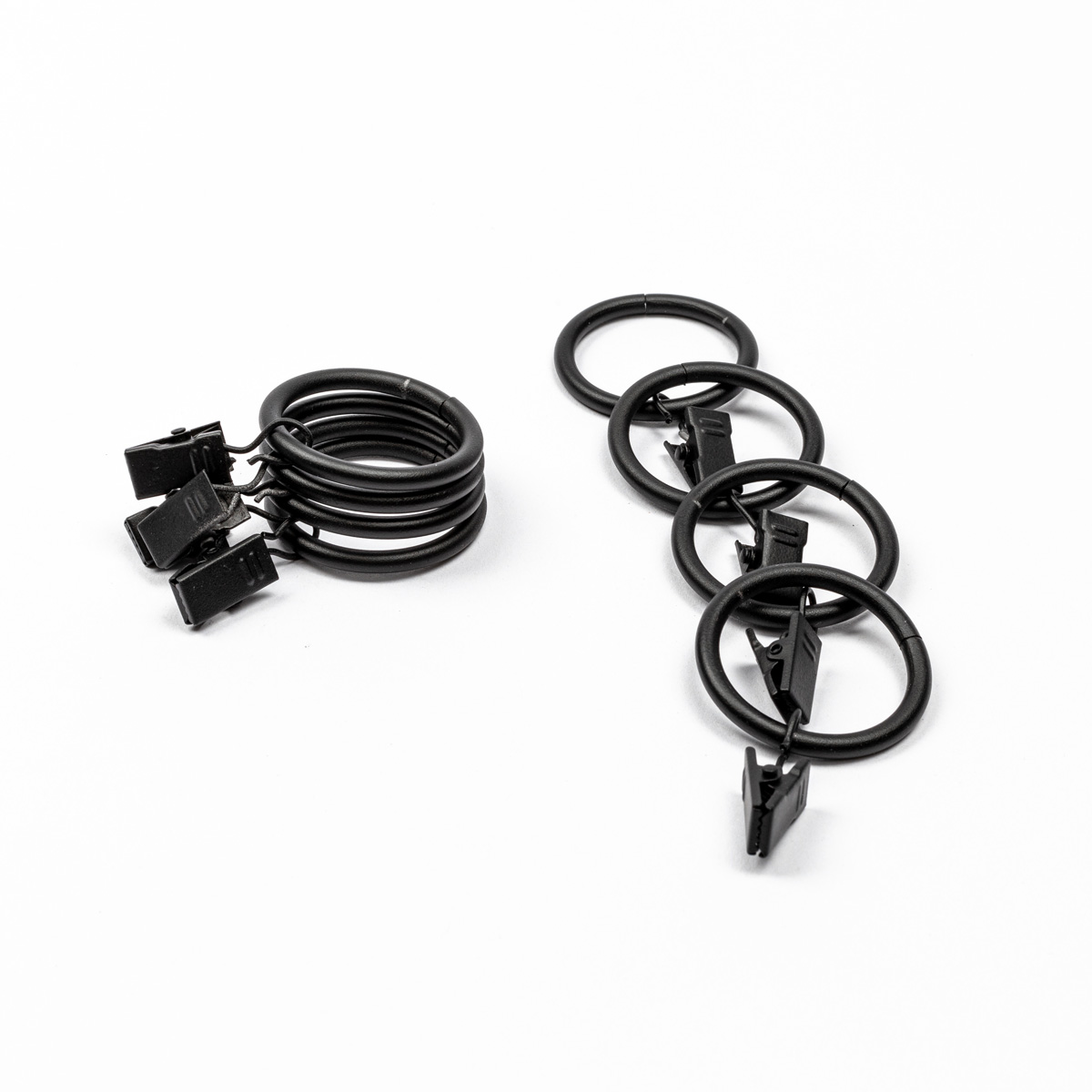 Conjunto de 8 argolas com mola preto mate d20cm