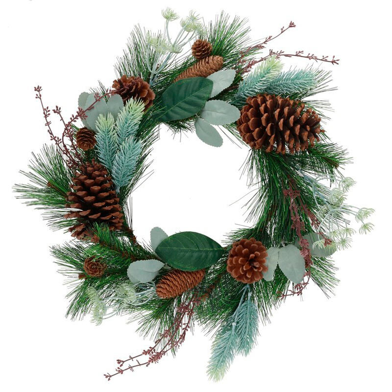 Coroa com pinhas e folhas 45cm
