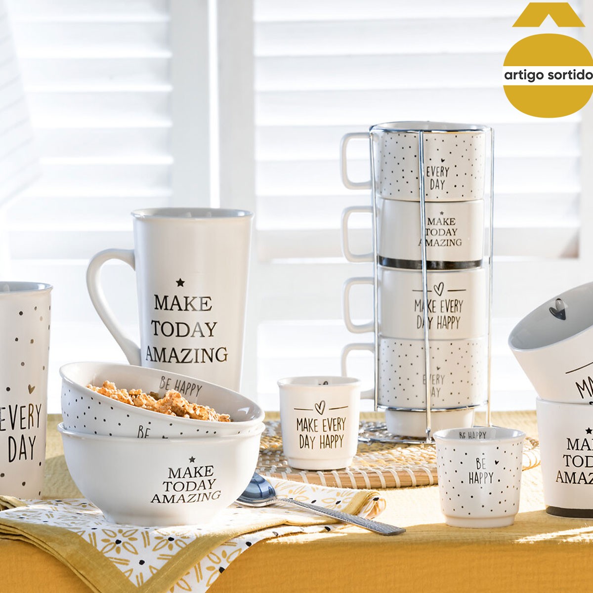 Copo de café happy em cerâmica 9cl