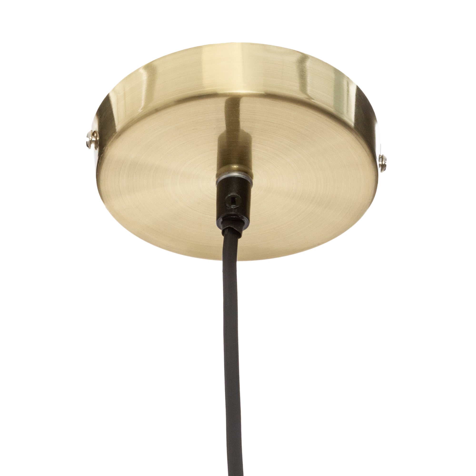 Candeeiro de teto dourado com bola de vidro e metal