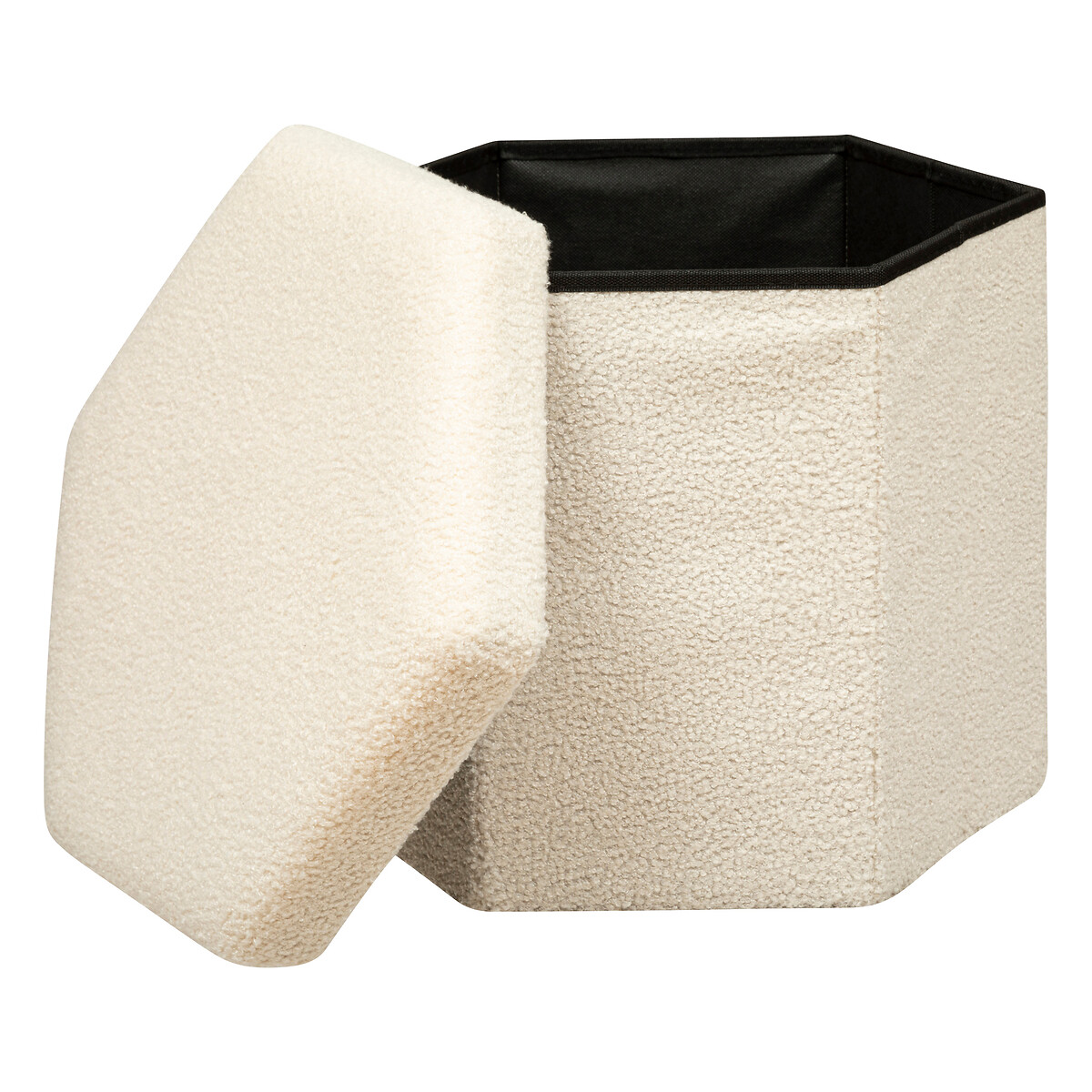 Pufe JAIKO boucl&eacute; branco