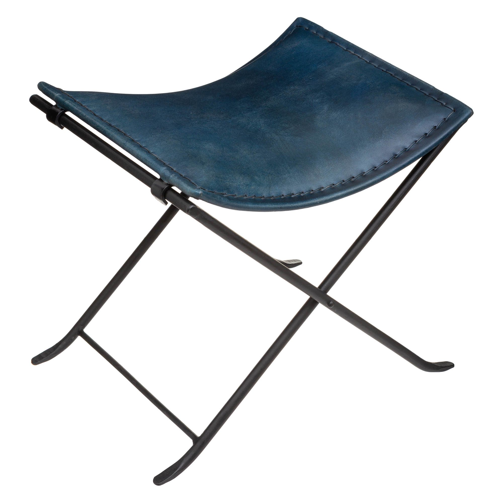 Banco De Apoio Azul Em Ferro 50X40X47Cm