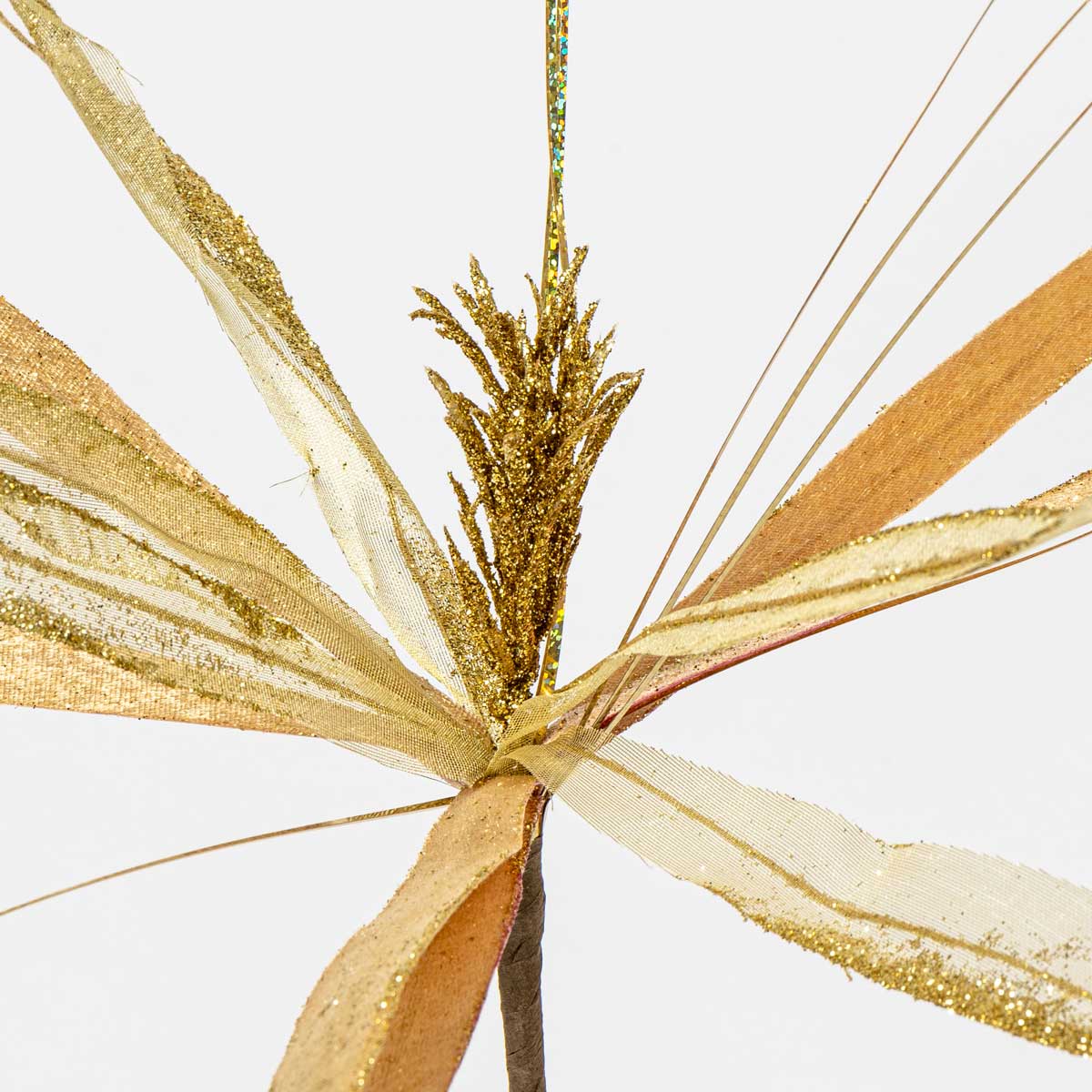 Haste Flor Natal&iacute;cia Dourada 56cm