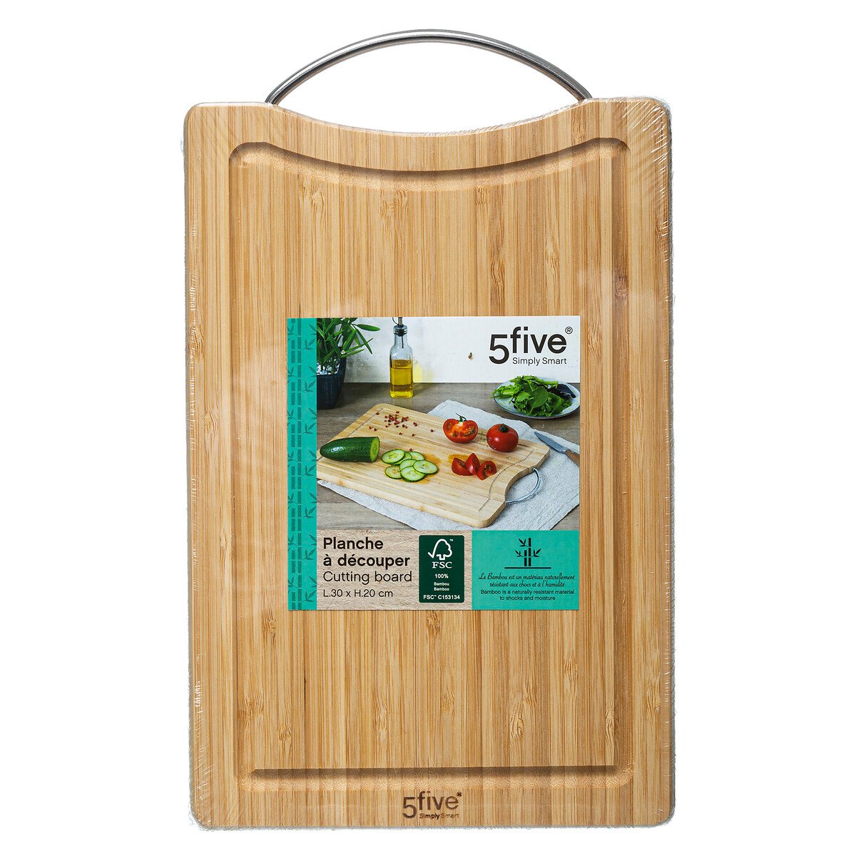 Tábua de bambu com pega 20x30cm