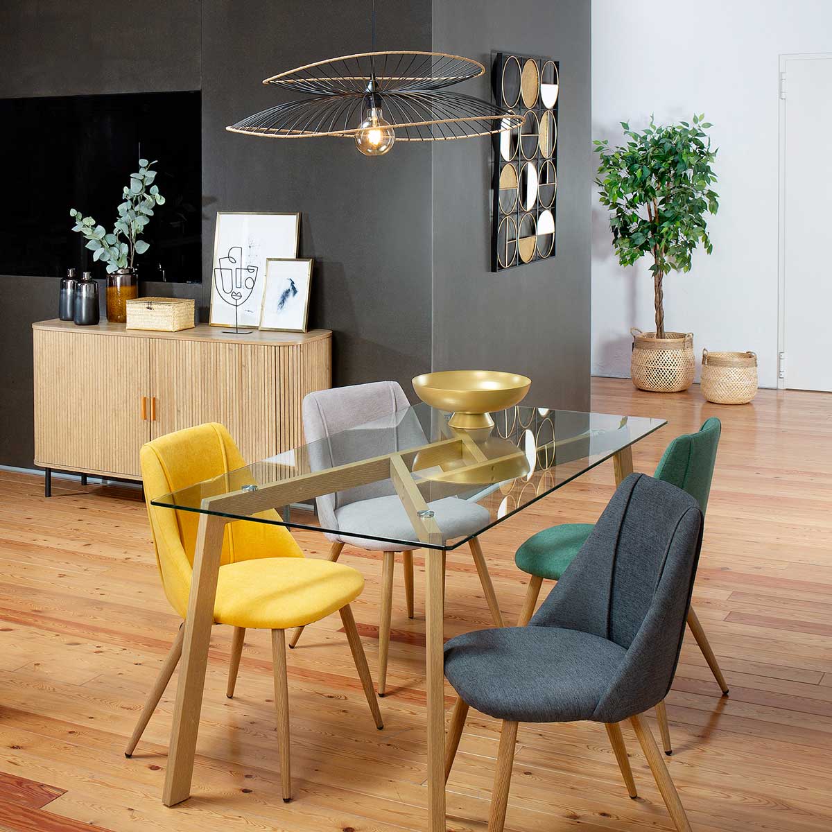 Cadeira SAKURA em tecido cinza escuro