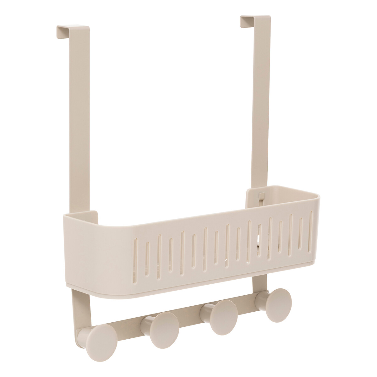 Suporte para duche bege em metal com 4 ganchos