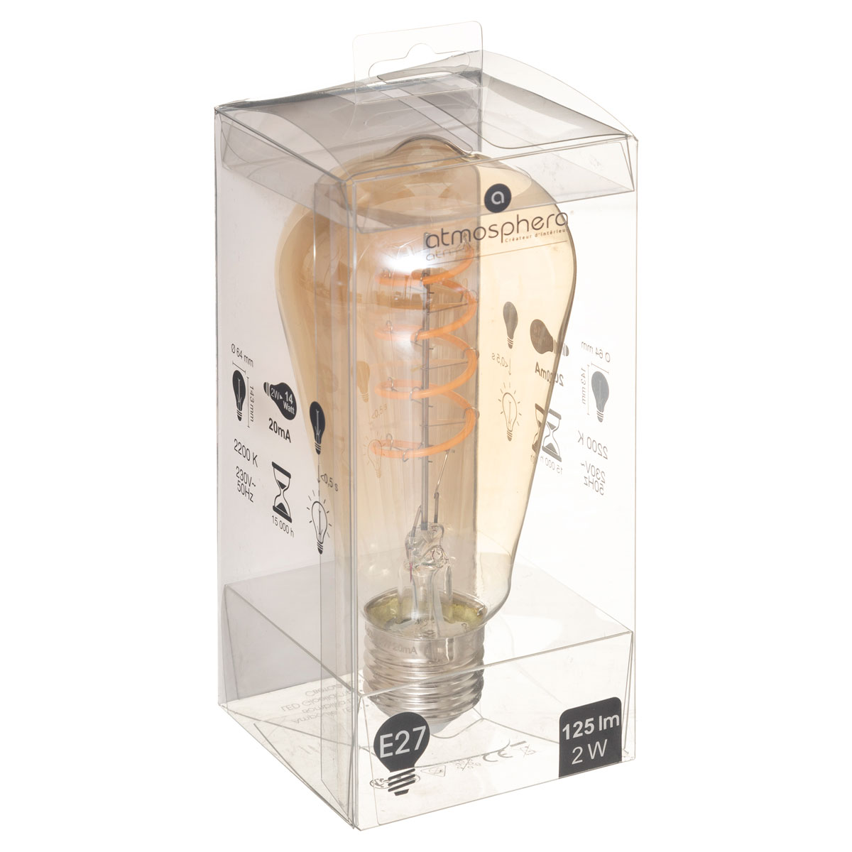 L&acirc;mpada VINTAGE ambar espiral led e27 st64 5w