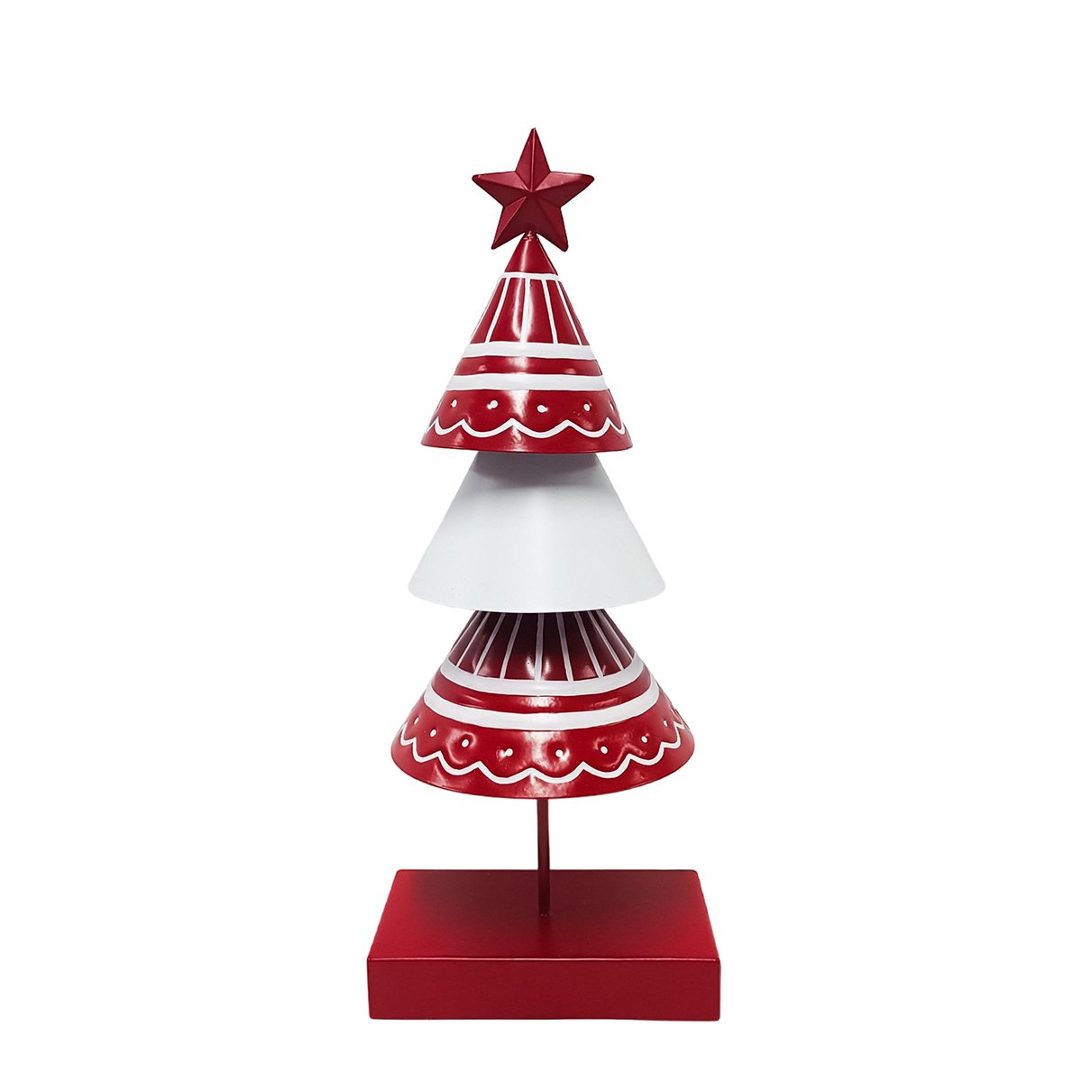 &Aacute;rvore decorativa vermelho e branco 33cm