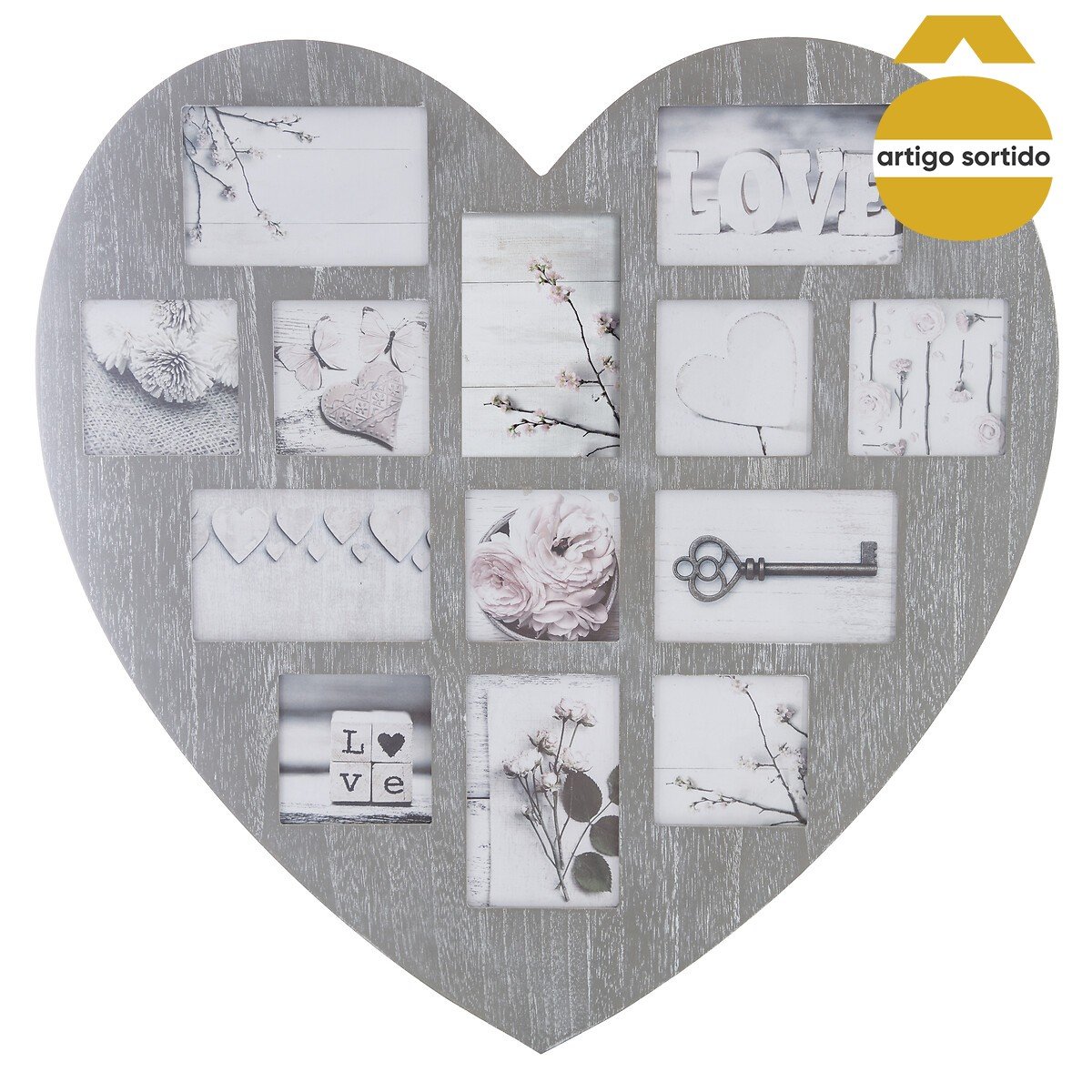 Multimoldura em cora&ccedil;&atilde;o para 13 fotos