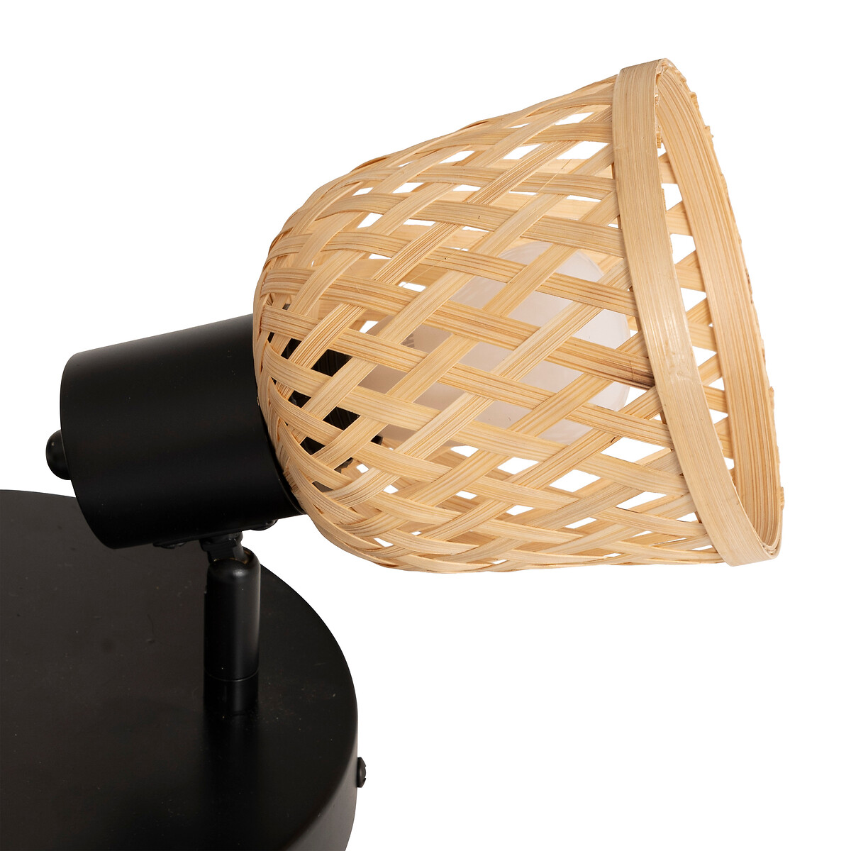 Candeeiro de teto LIO bege efeito r&aacute;fia com 3 focos