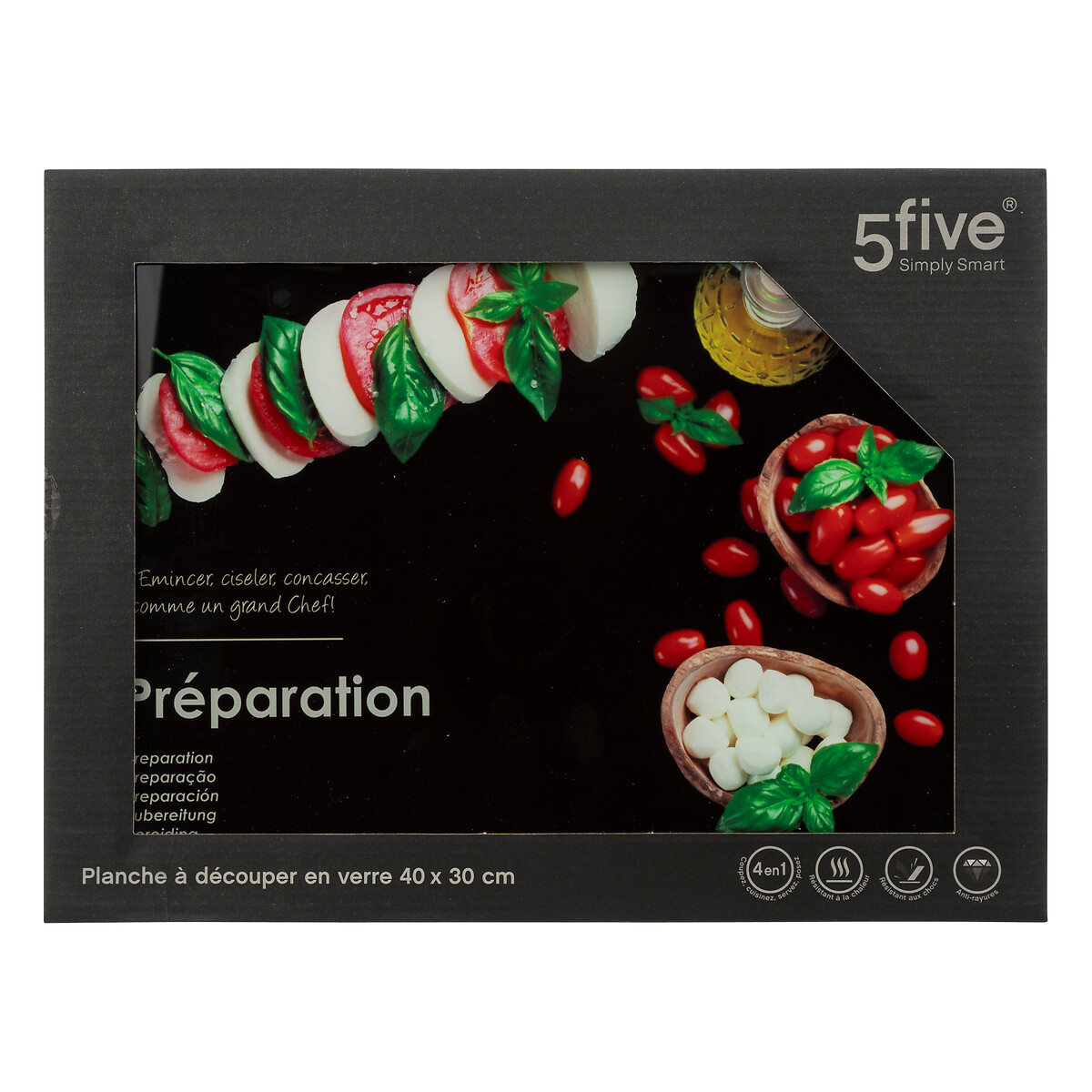 T&aacute;bua de cozinha preta decorada em vidro temperado 30x40cm