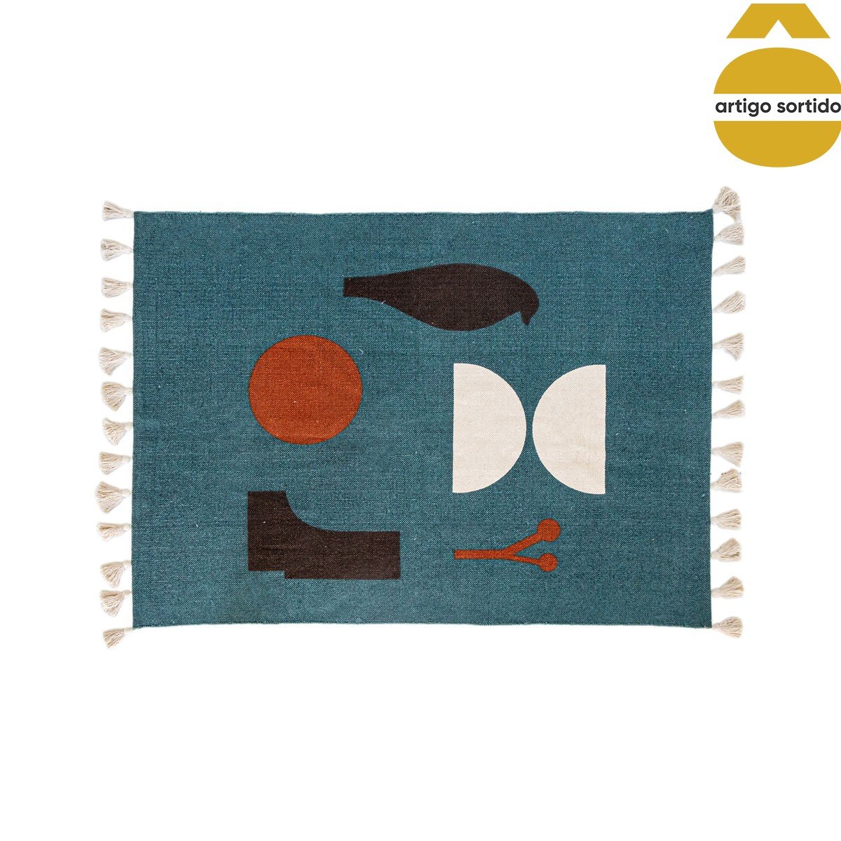 Tapete OLME cru e azul com tassels 120x160cm