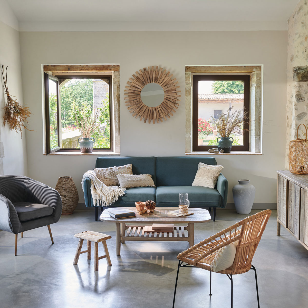 Poltrona SOLARO SLOW TIME cinza em veludo