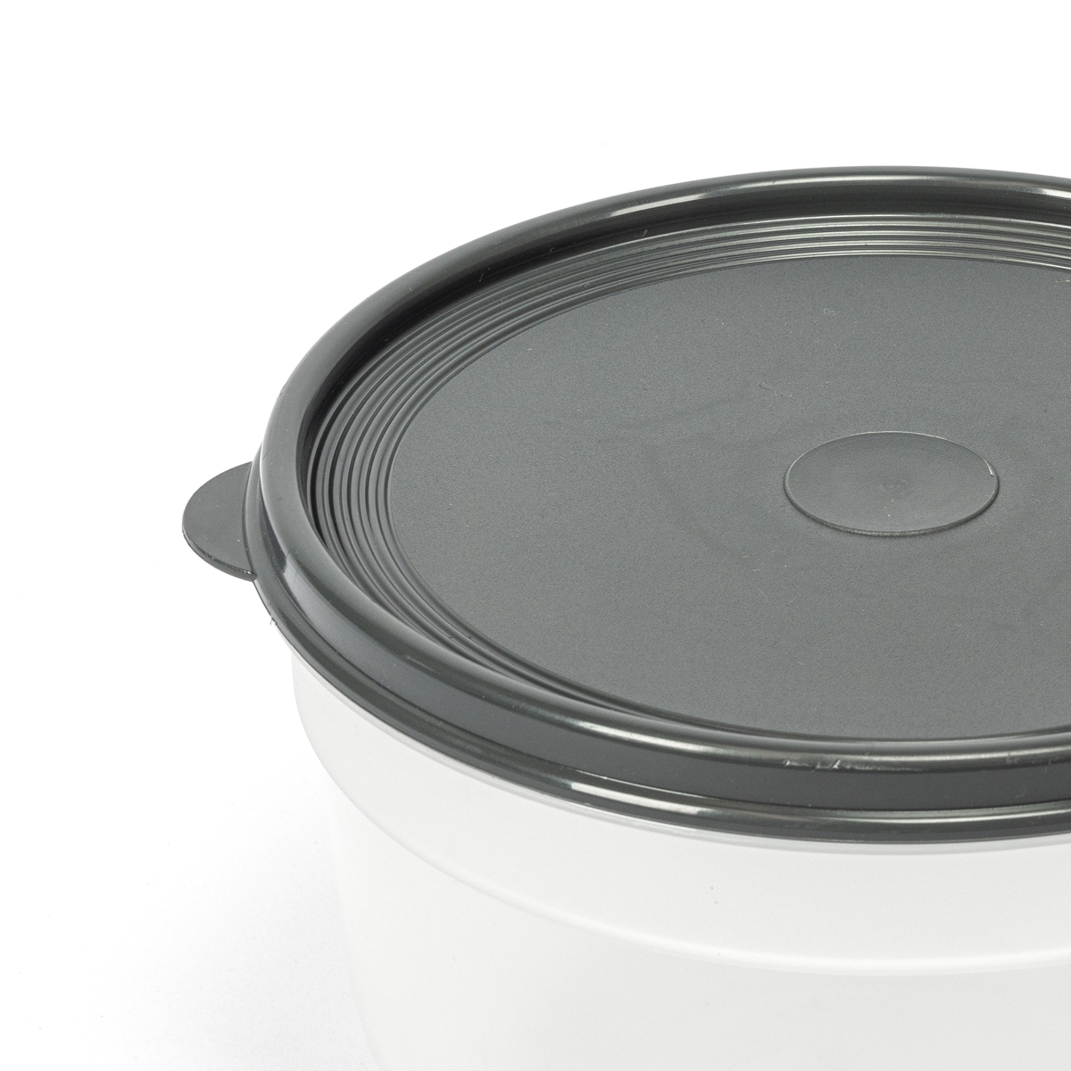 Caixa redonda com tampa cinza 2,4l