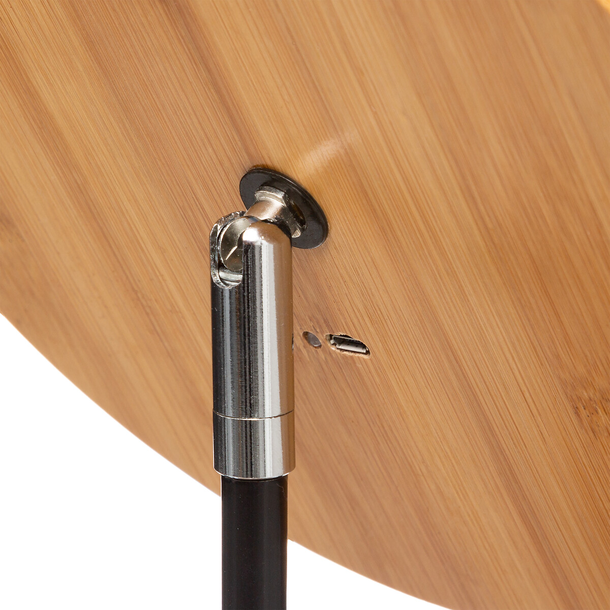 Espelho redondo led com suporte em bambu