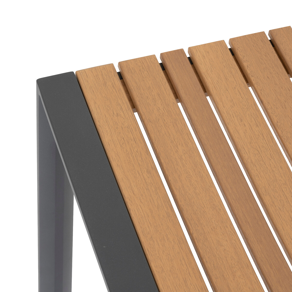 Mesa lensia em alumínio e madeira eucalipto