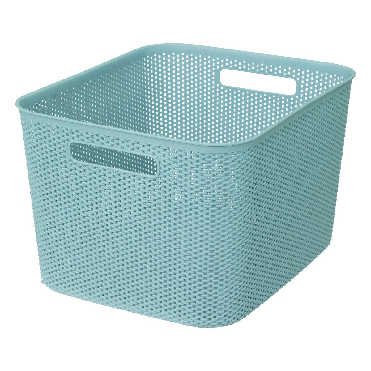 Cesto de arrumação crochet azul 19l,  Cesto de arrumação crochet azul 19l