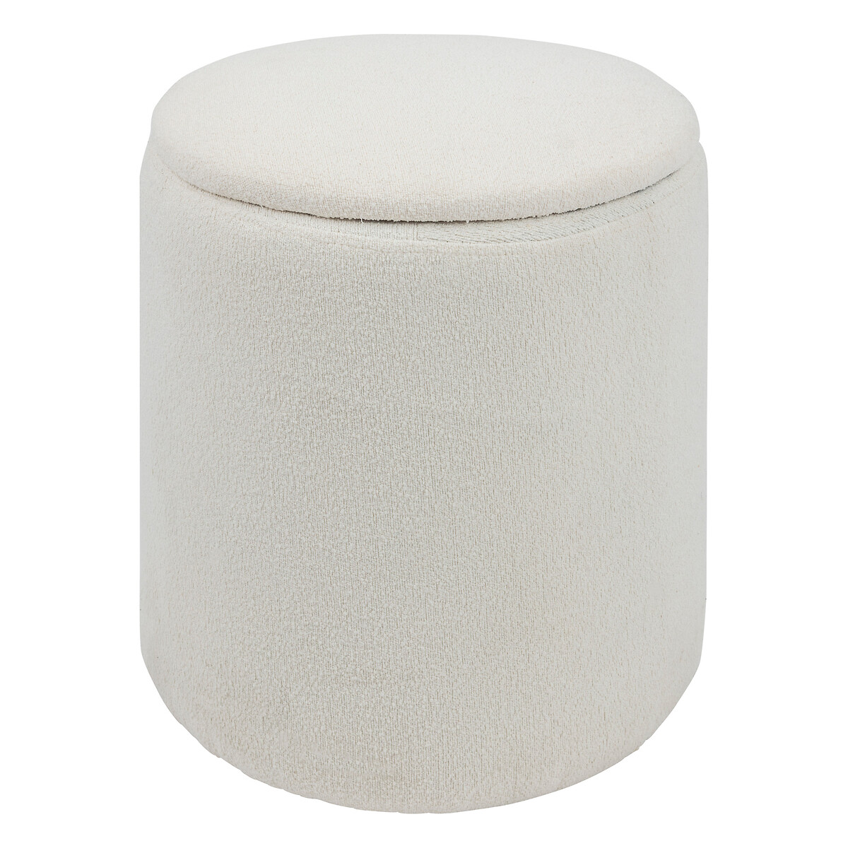 Pufe KAYDI com arruma&ccedil;&atilde;o branco coucl&eacute; D35x37cm
