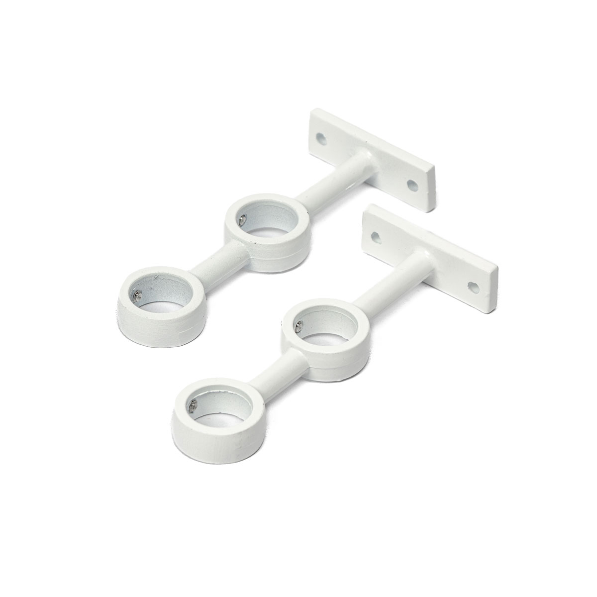 Conjunto de 2 suportes duplos branco para varão