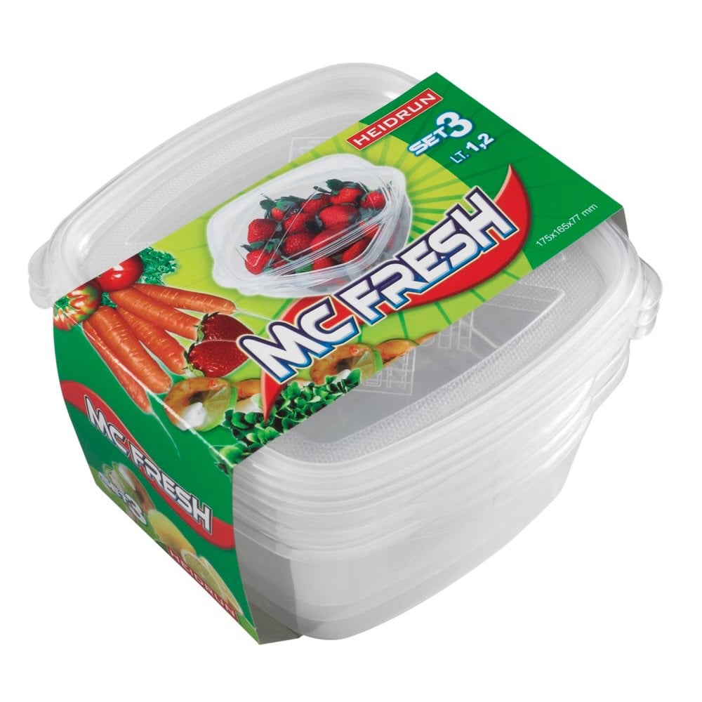 Conjunto de 3 caixas pl&aacute;sticas 1,2l