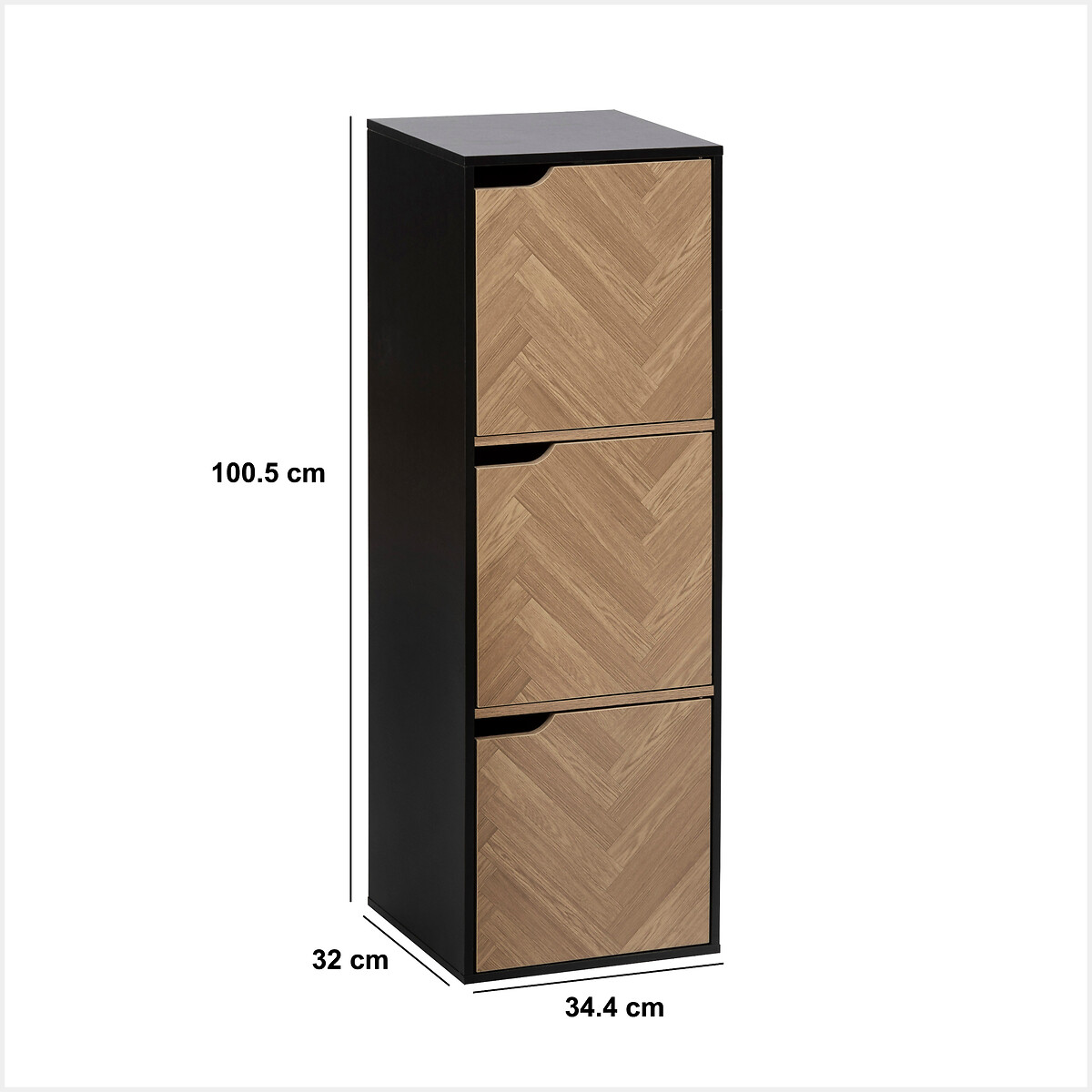 Estante mix CHEVRONS preto com 3 m&oacute;dulos