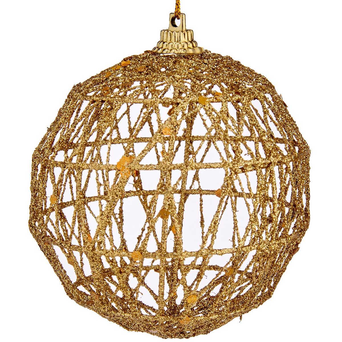 Conjunto de 3 bolas de natal com fio dourado 8cm
