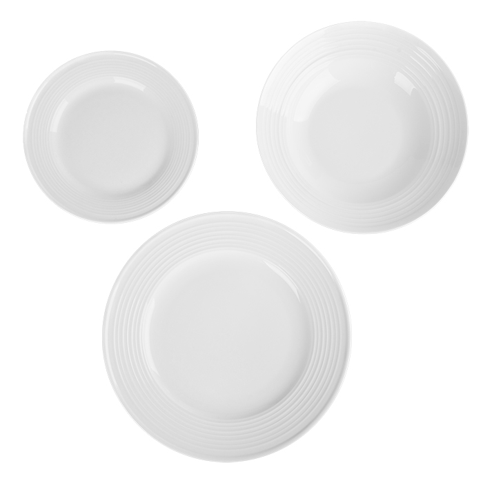 Servi&ccedil;o de mesa de 18 pe&ccedil;as branco em porcelana