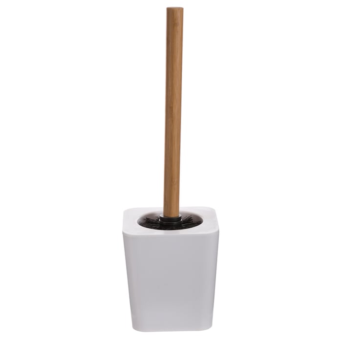 Escova wc com suporte em bambu branco,  Escova wc com suporte em bambu branco
