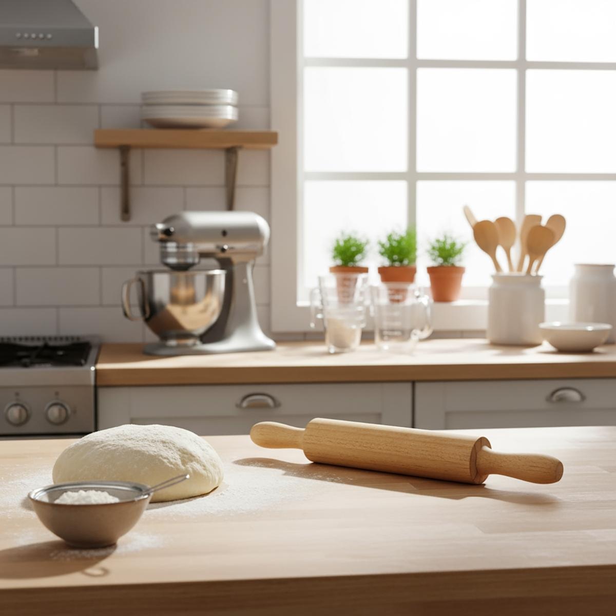 Rolo de massa em madeira 40cm