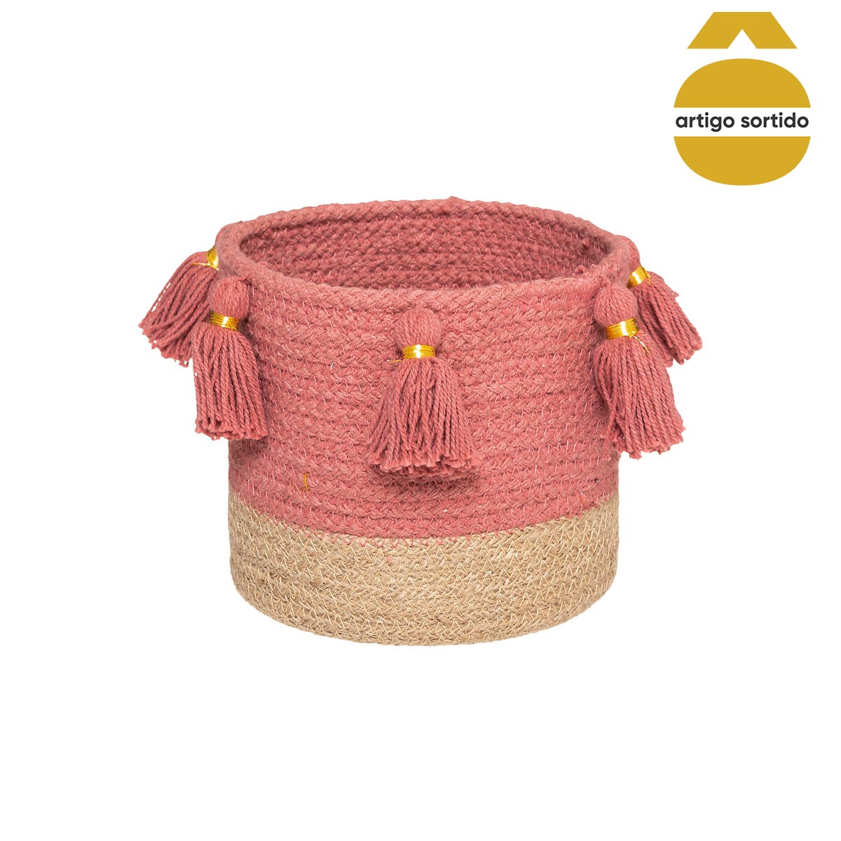 Cesto com pompons GYPSY 14,5x16cm