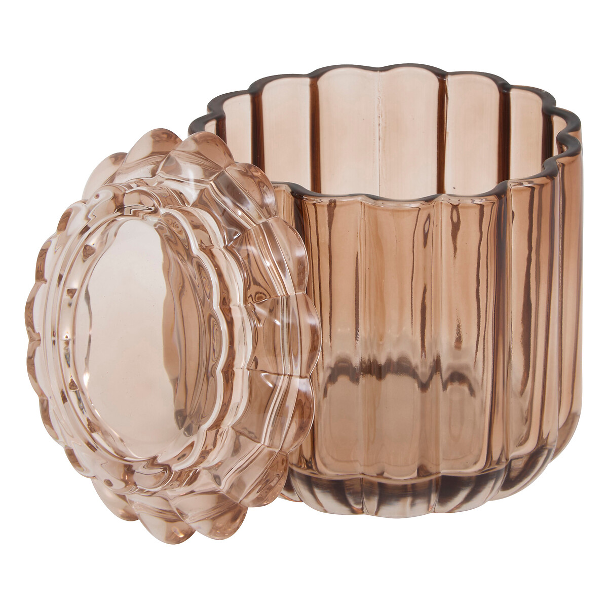 Caixa para algodão FLOREA castanho em vidro