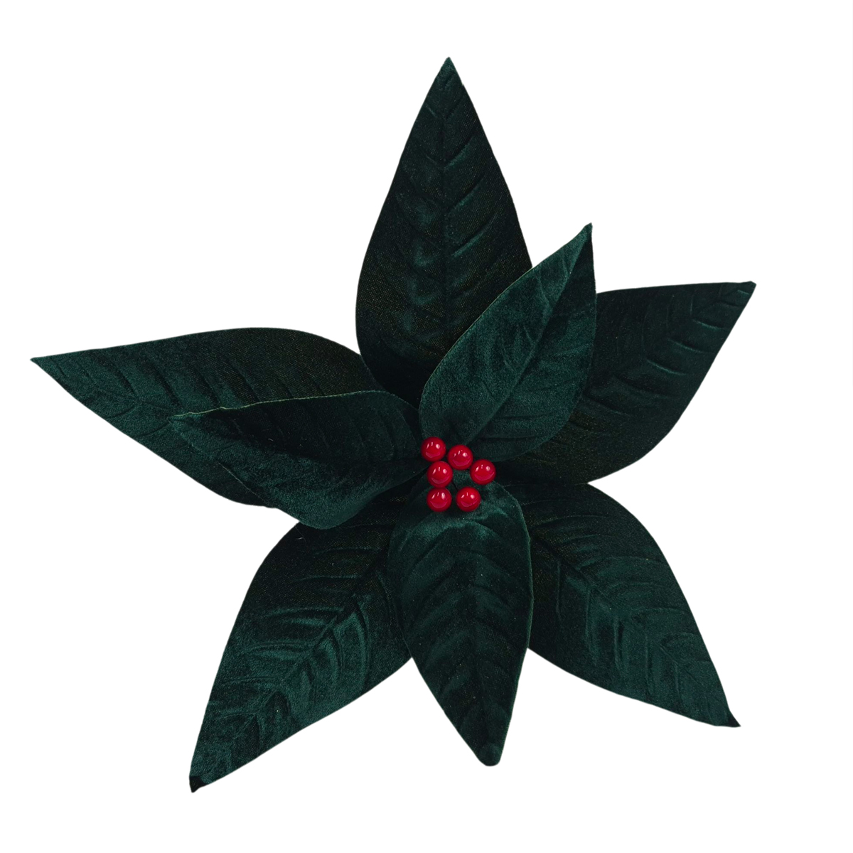 Haste poinsettia veludo verde 34cm