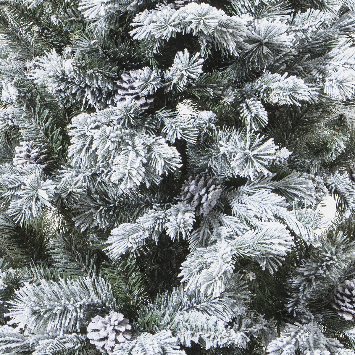 &Aacute;rvore de natal YUKON verde efeito neve com pinhas 210cm