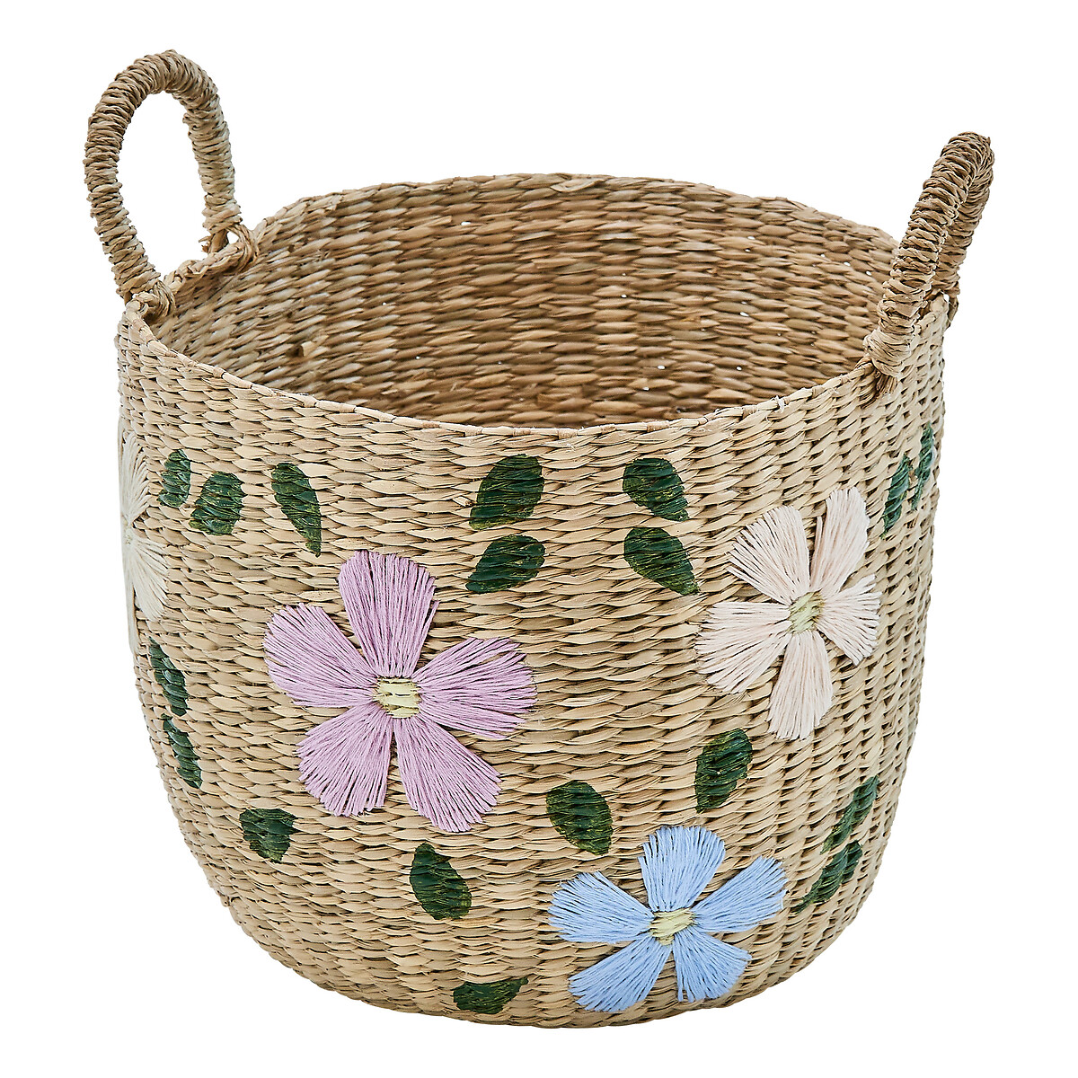 Cesto SAUV bordado com flores 30cm
