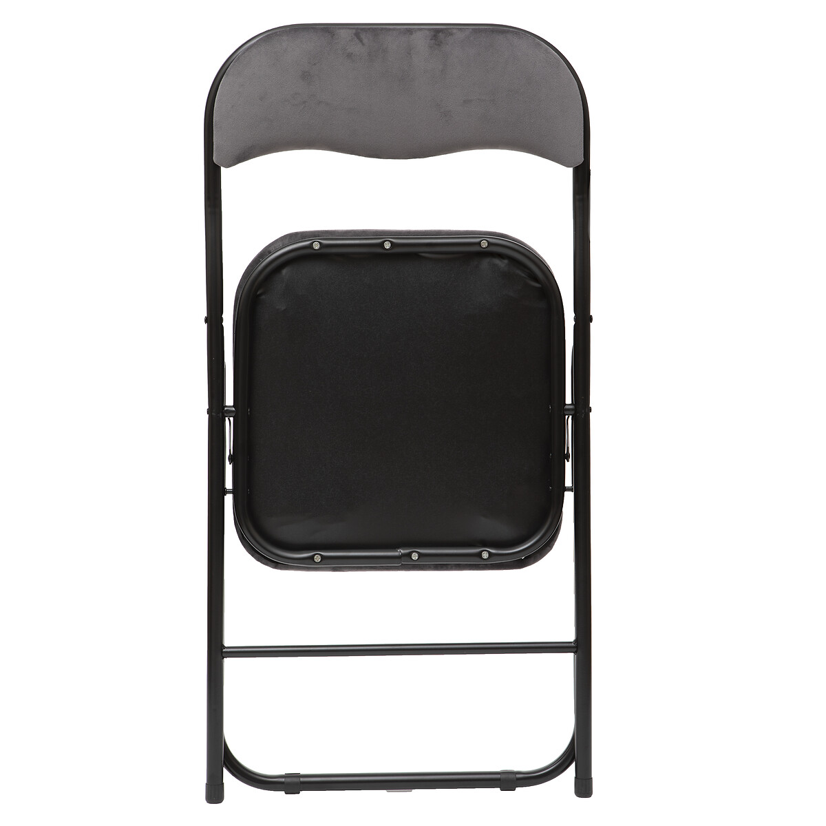 Cadeira dobr&aacute;vel em veludo cinza