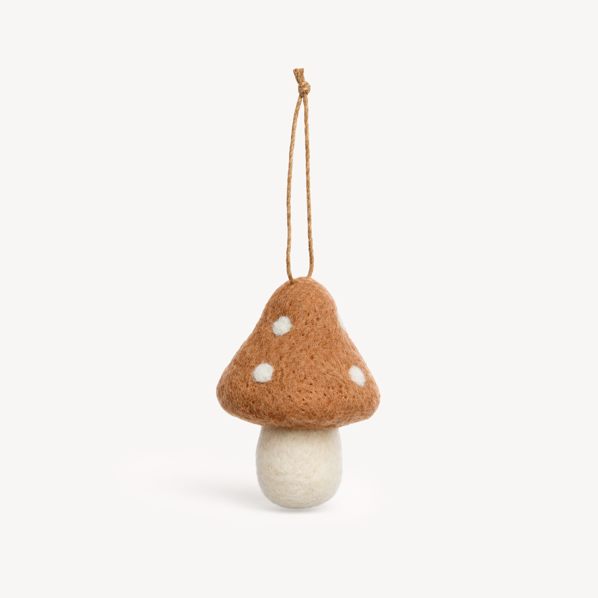 Pendurante em forma de cogumelo bege e branco 6x8cm