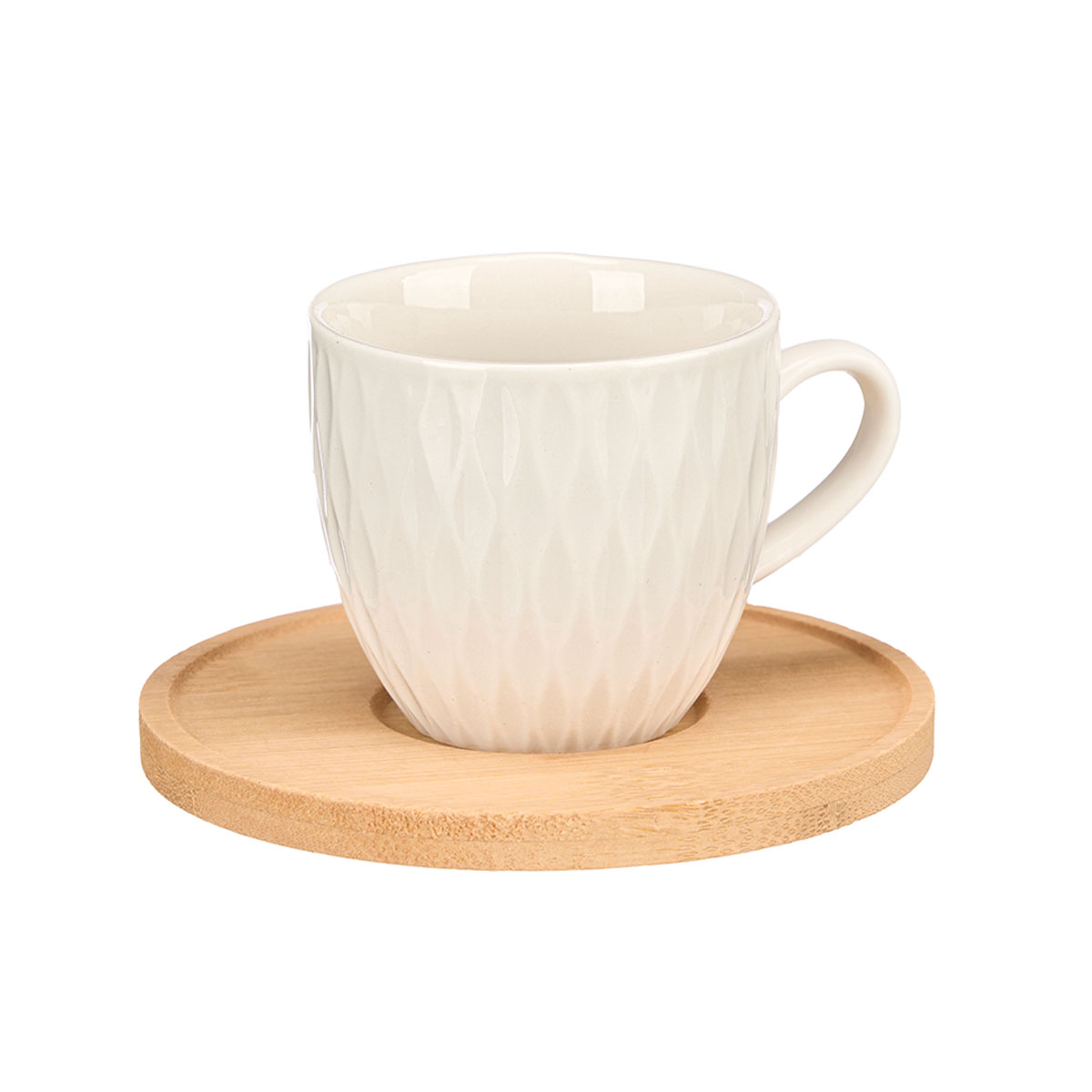 Conjunto de 6 ch&aacute;venas de caf&eacute; com base bambu