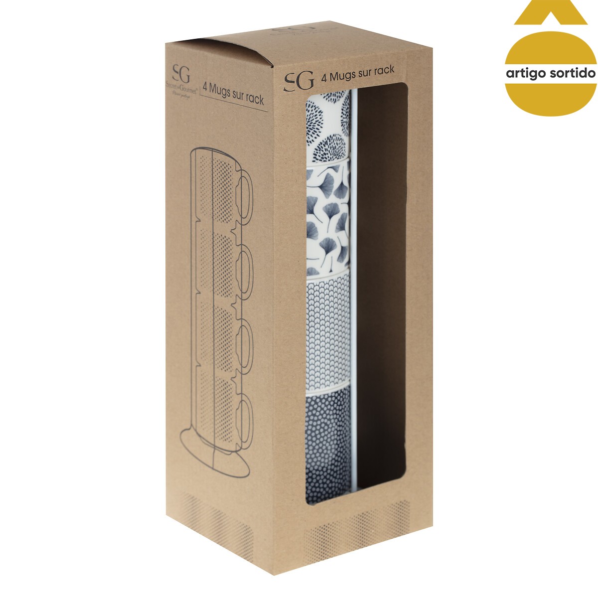 Conjunto de 4 canecas com suporte 26cl