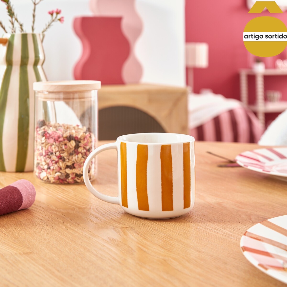 Caneca CHERI multicolor em porcelana 34cl