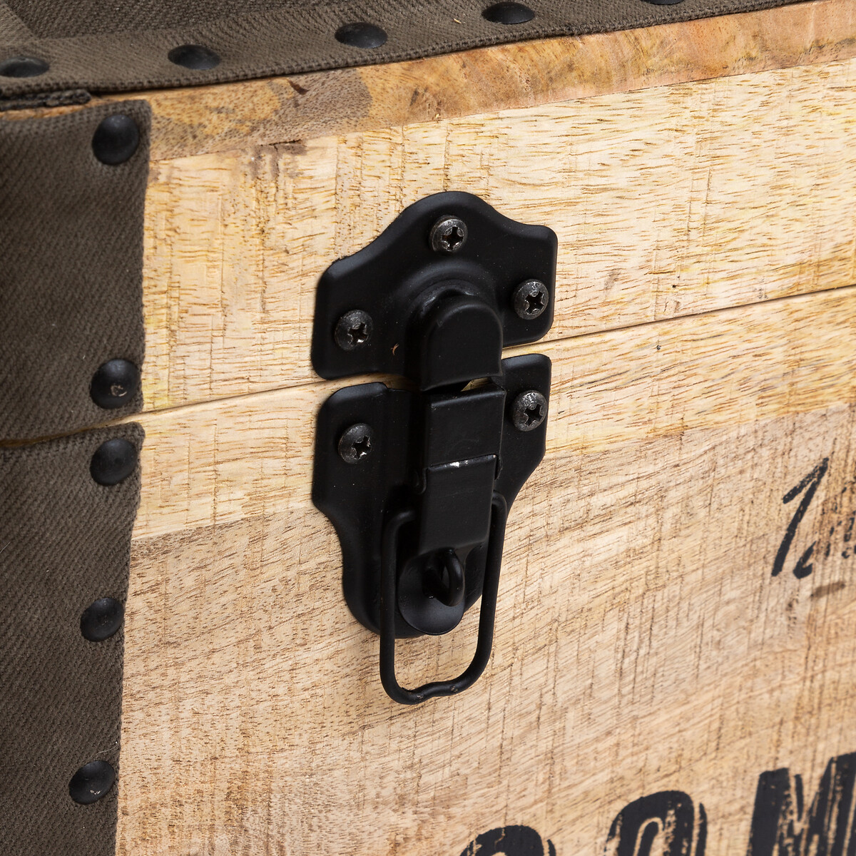 Pufe com arrumação SILAS em madeira mango