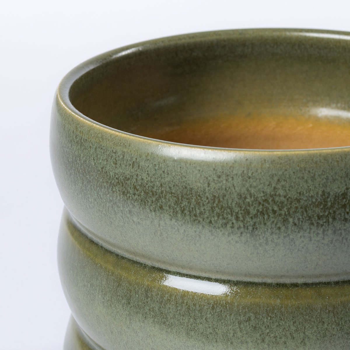 Vaso de cerâmica ondulado verde 16cm