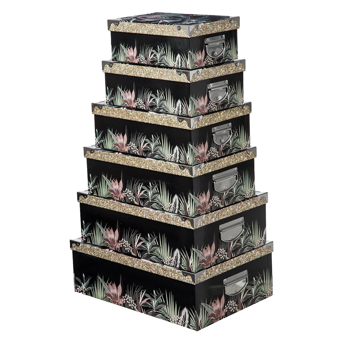 Conjunto de 6 caixas de arrumação LADY JUNGLE