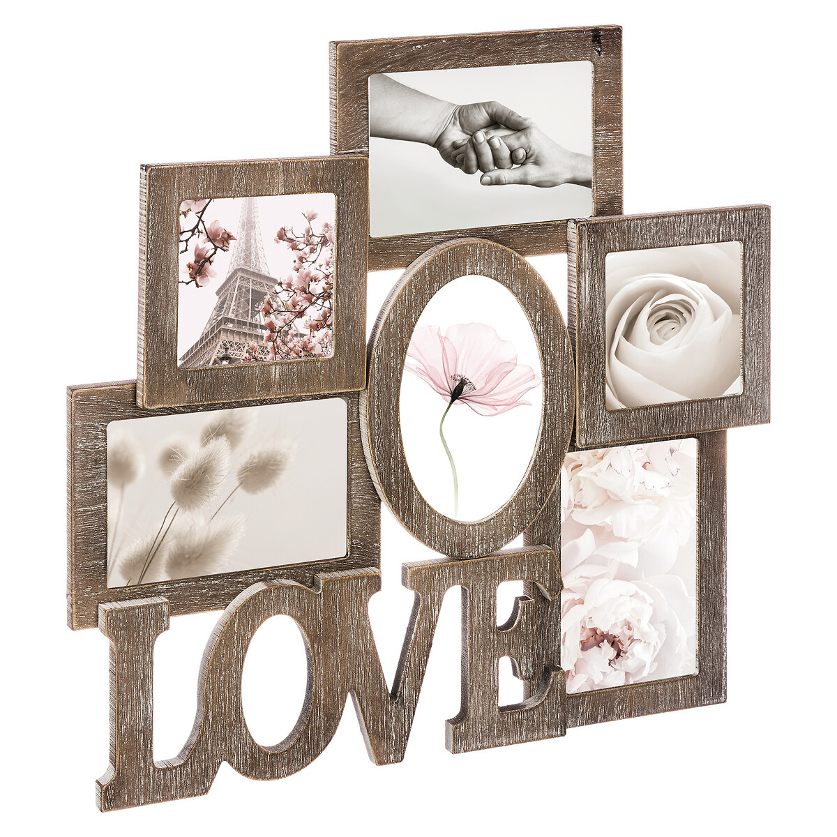 Multimoldura FAMILLE em mdf para 6 fotografias